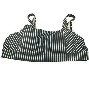 Kona Sol Women's Size 22W Swim Top Black White Striped New Without Tags
